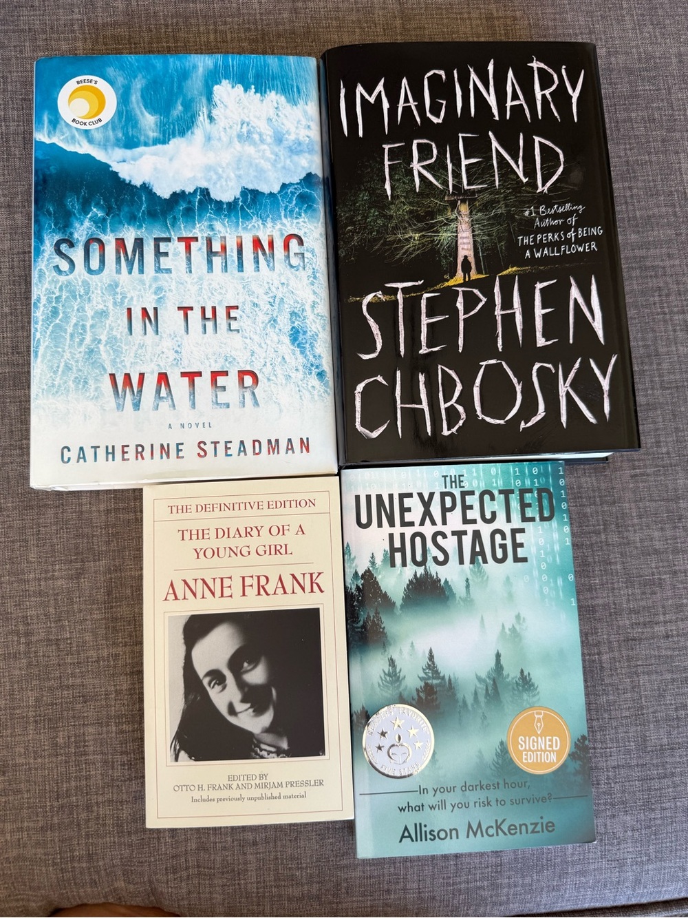 Set of 4 Fiction & Memoir Hardcovers — Blue, Black, Cream, Aqua Covers